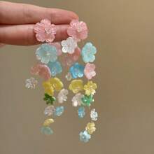 Boucles d'oreilles pendantes minimalistes à pampilles colorées en forme d'étoile, à la mode et polyvalentes pour femmes