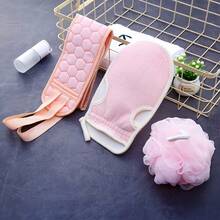 Set de 3 piezas para exfoliación en el baño, que incluye esponja de baño, guantes de baño, toalla exfoliante, cepillo para la espalda, para spa, masaje y exfoliación corporal, accesorios de baño para exfoliación
