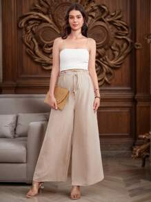Maternity Summer Casual Solid Color Wide Leg Pants