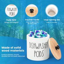1pc Round Dishwasher Pod Holder, Dishwasher Tablet Container Storage For Kitchen Decor And Accessories, Wood Laundry Detergent Pods Container With Lid, Kitchen Storage Container For Laundry Pods - Multicolor - View 6