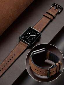 Replacement Watch Bands Compatible With Ultra SeS10/S9/S 8/S 7 /S6 /S5 /S4 /S3 /S2 /S1 Series 38mm/40mm/41mm/42mm/44mm/45mm/49mm, Unisex Vintage Style Brown Leather & Silicone Mixed Strap, Brown/Black/Blue Colour - Multicolor - View 1