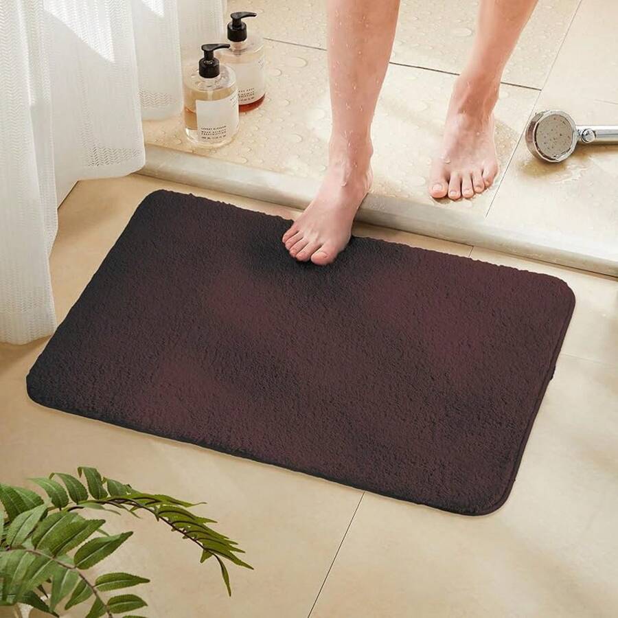 TECHMILLY Super Soft Shaggy Bathroom Rugs, Absorbent Thick Non Slip Microfiber Bath Rugs, Quick Dry Machine Washable Bath Mat For Bathroom Floor, Bathtub And Shower 17"X24"