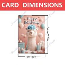 1pc/2pcs Alpaca Fantasy Themed Birthday Greeting Card, Blessing Card, (With Envelope) High Quality Paper, Creative Alpaca Design, Suitable For Friends Party Family Gathering, Birthday Card For Family Members Classmates Friends. School Supplies,Back To School