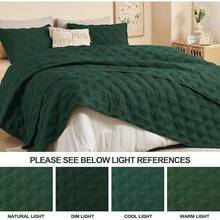 Size Quilt Bedding Set Teal - Full Lightweight Comforter Bedspreads & Coverlets Turquoise - Bedding Cover Bed Decor All Season - 3 Pieces (1 Quilt, 2 Pillowcases) - 07 - 翠綠色 - 查看 6