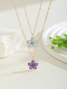 1pc Fashionable & Versatile Floral Pendant Necklace, Sweet & Fresh Nature-Inspired Korean Style Minimalist Flower Choker Suitable For Party, Date, Beach, Holiday, And Daily Wear