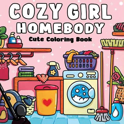 [Handmade Essential] Cozy Girl Homebody Healing Painting & Coloring Book, Beginner-Friendly Tracing, Stress Relief Doodle, Simple & Large Relaxing Designs, Cute Character, Thick & Non-Transparent, Back To School, Drawing & Painting, Halloween, Christmas
