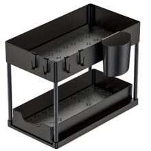 Under Sink Organizers And Storage, 2-Tier Sliding Cabinet Basket Organizer, Multi-Purpose Under Sink Organizers And Storage For Bathroom Kitchenwith