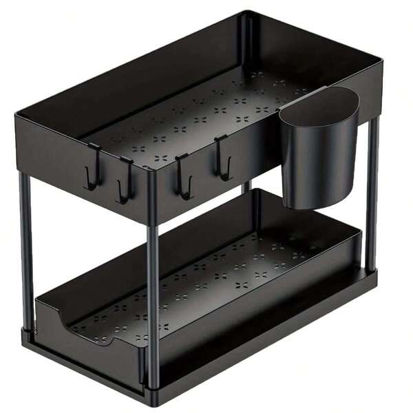 Under Sink Organizers And Storage, 2-Tier Sliding Cabinet Basket Organizer, Multi-Purpose Under Sink Organizers And Storage For Bathroom Kitchenwith