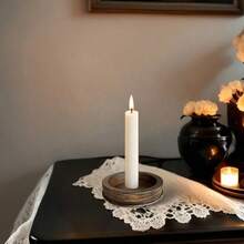 Portavelas de pilar de estilo rústico con efecto de madera y hierro- Con decoración de grano de madera falsa en un estilo país- Decoración del hogar, centro de mesa para bodas, regalo de inauguración de la casa, Día del Padre, Día de la Madre, regalo de Navidad