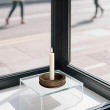 Portavelas de pilar de estilo rústico con efecto de madera y hierro- Con decoración de grano de madera falsa en un estilo país- Decoración del hogar, centro de mesa para bodas, regalo de inauguración de la casa, Día del Padre, Día de la Madre, regalo de Navidad