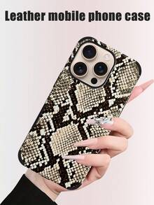 غطاء هاتف بنمط جلد الثعبان، تصميم عنصر حيواني فاخر وبسيط، نقش بارز بنمط جلد الثعبان، مقاوم للصدمات، يعزز الصوت، بنهاية جلدية ناعمة، متوافق مع 17 Pro Max/16 Pro Max/12 Pro/13/14 Plus/15 Pro Max/16 Pro Max، 11/13 Pro، Galaxy S24 Ultra، هدية رائعة - أصفر فاتح - مشاهدة 11