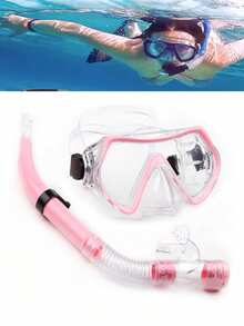 SHENYU Adults & Teenagers Unisex Snorkeling & Swimming Goggles With Diving Breathing Tube Set, Beach Essentials, Beach Accessories, Pool Float - Pink - View 3
