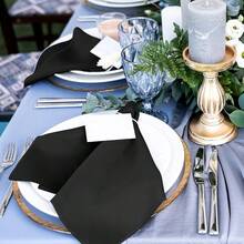 New-2025  12 Piec Satin Napkins Soft Dinner Napkins Square Table Napkins 17 X 17 Inch For Rtaurant Weddings Party Dinner Dration (Black) - Black 17 x 17 inch - View 5