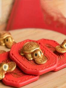 2 件/1 件风水吉祥金龟雕像摆件 - 金属财富象征，带保护套，适合风水爱好者、繁荣、财富装饰、家居装饰 - 彩色 - 查看 1