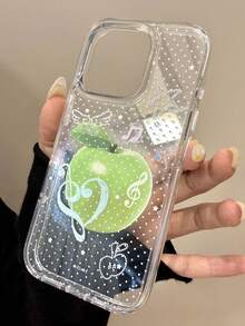 Korea Japan Music Note Green Apple Polka Dot Clear Phone Case Compatible With IPhone 16 15 13 14 Pro Max Cute Pendant Cases Shell Gift - Polka Dot Musical Note Green Apple - View 2