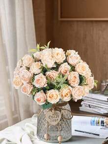 1/3/80支（10头）/ 3支（30头）人造花 - 10头丝绸玫瑰花束，仿真植物，适用于家居、餐厅、客厅、户外花园装饰、插花、摄影道具，可用于秋季、春季装饰，可插花、花墙装饰、花环、新娘捧花、婚礼装饰、DIY花环材料、生日派对装饰、家居装饰配件、情人节、新年礼物 - 彩色 - 查看 3
