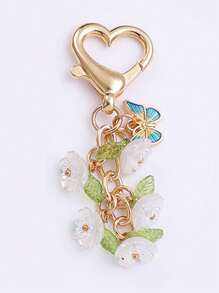 1 Stück neuer eleganter, simpler Lilien-Blumen Schlüsselanhänger mit Perlen, stilvoller Lilien-Blumen Anhänger, geeignet als Geschenk für Familie und Freunde, Schlüsselring, Taschenbaumler, Autoaccessoires, Rucksack für die Schule