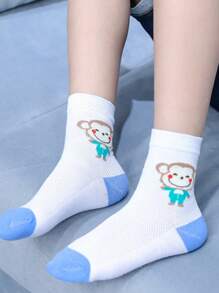 5 Pairs Kids' Mesh Breathable Thin Socks, Colorful Striped Socks For Boys And Girls, Spring/Summer