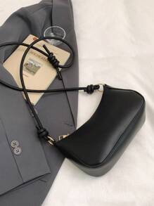 Nueva bolsa de mujer de moda casual, de un solo hombro, de PU en color negro/caqui/café, con lazo y herrajes metálicos, bolsa para monedas y bolsa de maquillaje