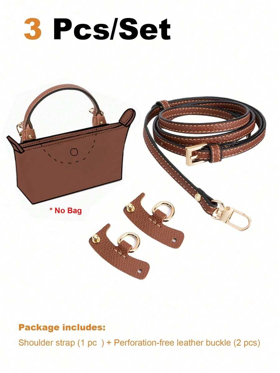 3 piezas Accesorios de mini bolso, hebilla de conversión de correa de hombro de cuero para bolso de hombro/bandolera - Marrón - Ver 1