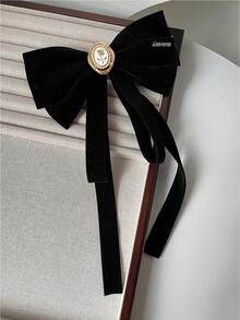 花朵蝴蝶结装饰法式发夹，适合日常休闲外出佩戴，优雅发夹，爪夹，发卡，发夹，发饰，女士冬季穿搭，蝴蝶结，可爱，发饰，头部饰品，女士发饰，发夹 - 黑色 - 查看 11