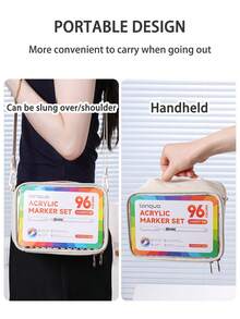 288/240/192/96色丙烯颜料马克笔套装，带收纳袋，学生艺术专业绘画软头马克笔，适用于纸张，可堆叠，可用于绘画、玻璃、防水人体彩绘，圣诞礼物，返校理想之选 - 彩色 - 查看 5
