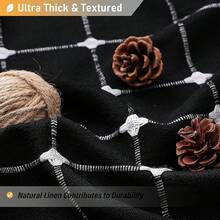 Farmhouse Shower Curtain, Linen Rustic Heavy Duty Fabric Shower Curtain Set With Tassel, Water Repellent, Bohemian Vintage Country Thick Cloth Shower Curtains For Bathroom, Sage Green, 72x72 - Black and White - View 2