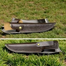 1pc Outdoor Meat Cutting Knife Sheath Set, Kitchen Accessories, Rose Pattern Scabbard, Portable Multipurpose Tool Storage Box, For Kitchen And Outdoor Use, Say Goodbye To Messy Knife Storage, Knife Protection, Outdoor Gear Accessory | Camping Gear, Holiday Gift (Knife Sheath Only, Knife Not Included) - Brown - View 5