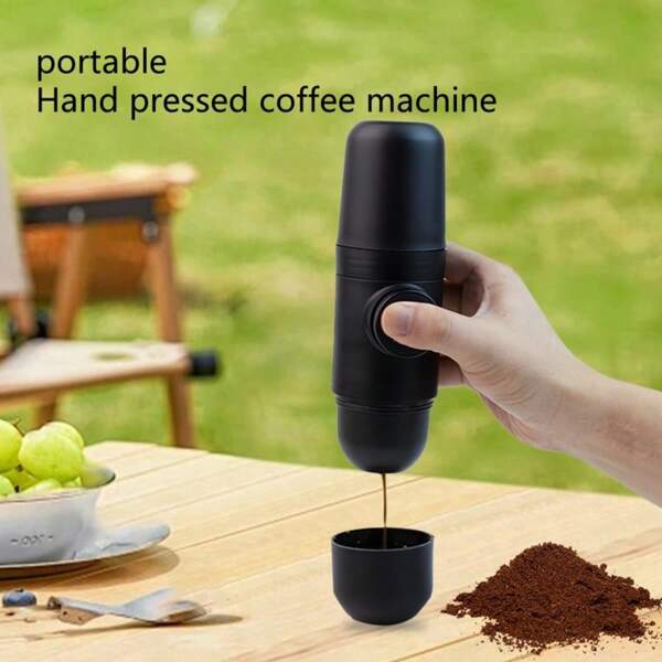 1 Stück/Set tragbare kompakte Kaffeemaschine, kompatibel mit gemahlenen und Espresso-Kaffee, handgemachter Kaffeebereiter, manuelle Bedienung - geeignet für Camping, Outdoor, Auto