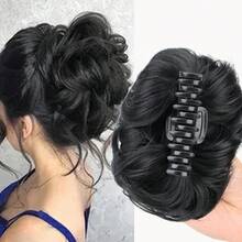 爪夹波浪卷发凌乱发髻假发女款合成黑棕色发髻假发片女款接发 - 彩色 - 查看 12