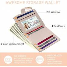 Black Cat Floral Rfid Women Wallet, Small Slim Thin Credit Card Wallet, PU Leather Bifold Cash Zipper Coin Pocket ID Window For Female Ladies Teen Girls Girly - 可愛動漫貓 - 查看 4