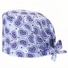 1 pieza Gorra ajustable de mujer con patrón de corazón y floral, talla única, absorbe el sudor con banda elástica, adecuada para salón de belleza, veterinaria, médico, enfermera, trabajador de saneamiento