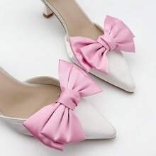 2pcs Set Minimalist Big Bow Shoe Clips, Detachable Shoe Buckle Decor, Bridal Wedding Party High Heel Shoe Clips