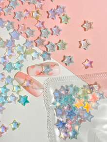 50 sztuk żywicznych ozdób do paznokci Aurora Pentagram, błyszczące akcesoria DIY do paznokci, rękodzieło, urocze paznokcie, młodzieńcza energia, uroczy styl, odpowiednie dla Japonii i Korei, popularny urok paznokci, dekoracja etui na telefon, paznokcie migdałowe, paznokcie francuskie, szerokie paznokcie pasujące do siebie, artykuły do zdobienia paznokci