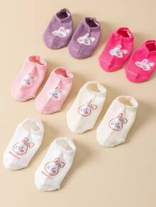 5 par mjuka, andningsbara strumpor med söta kaninmönster för flickor, lämpliga för spädbarn från 0–5 år, alla årstider - Multifärgad - Visa 2