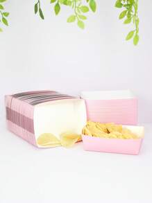 10 件/20 件/50 件浅粉色纸质食品托盘船盒一次性纸质食品玉米片船热狗架纸质食品盘一次性托盘适用于狂欢节派对晚餐生日新娘送礼会婚礼圣诞派对装饰 - 粉色 - 查看 1