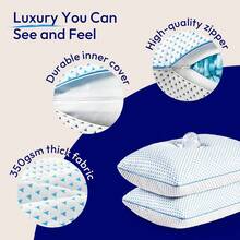 Adjustable Cooling Gel Memory Foam Pillows Queen Size For Sleeping 1 Pack,Firm Thick Bamboo Rayon Shredded Foam Bed Pillows For Side, Back, Stomach Sleepers Washable Breathable Pillowcase,College Dorm - Đen và trắng - Xem 11