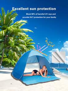 Carpa de playa emergente ligera y duradera, proporciona protección UPF 50+ contra los rayos UV. Incluye 4 estacas de anclaje. ¡Gran regalo para Navidad, Halloween, Acción de Gracias!