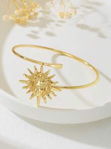 1 pieza Brazalete metálico con forma de sol de estilo vintage y único para mujeres