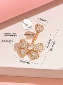 1 pieza Anillo de ombligo de joyería para perforación con lazo en color plata, dorado y rosa, de acero inoxidable con colgante flotante en forma de lazo, joyería corporal sexy para verano y playa, accesorio de joyas de ombligo