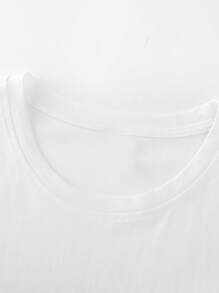 2025 Women's Short Sleeve T-Shirt Printed Casual Holiday Style 200g 100% Cotton Top - 白色 - 查看 5