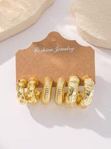 6-18 pièces Ensemble de boucles d'oreilles pendantes en forme de larme à bordures torsadées et rayées de très grande taille