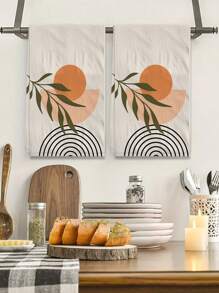 2pcs/Set Super Soft Towels, Boho Style Dish Cloths, Made Of Polyester, Handwash Only, Modern Farmhouse Decor, Neighbor Gifts, Cleaning Rags, Kitchen Decorative Towels