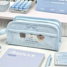 Bolsa para lápis multicamadas de grande capacidade Three Puppies, estojo para lápis multifuncional e altamente atraente para estudantes