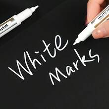 永久性白色记号笔 - 防水、防褪色，适合艺术、玻璃、陶瓷、木材、金属 - 非常适合涂鸦和可爱文具用品、文具用品艺术用品流畅书写尖头学校用品、返校