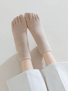 2/5 Đôi tất cổ ngắn năm ngón cho nữ nhiều màu, trơn, lưới bó eo, tách ngón, chống mùi, vải dệt kim nhẹ thoáng khí, phong cách Nhật Bản/INS tối giản, thích hợp mặc ở nhà, đi làm, thường ngày, thể thao, làm quà tặng ngày lễ, mùa thu - Nhiều màu - Xem 6