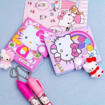 Set de 4 piezas/2 piezas/1 set de cuaderno y bolígrafo de  - Mini diario de bolsillo lindo de , diario colorido con bolígrafos a juego, útiles de oficina portátiles, nuevos artículos de papelería escolar