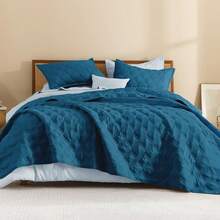 Size Quilt Bedding Set Teal - Full Lightweight Comforter Bedspreads & Coverlets Turquoise - Bedding Cover Bed Decor All Season - 3 Pieces (1 Quilt, 2 Pillowcases) - 水鴨藍 - 查看 2