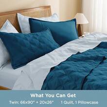 Size Quilt Bedding Set Teal - Full Lightweight Comforter Bedspreads & Coverlets Turquoise - Bedding Cover Bed Decor All Season - 3 Pieces (1 Quilt, 2 Pillowcases) - 水鴨藍 - 查看 7