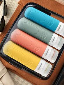 Travel Essentials 4-Piece Cosmetics Sub Package Travel Suit Lotion Shampoo Shower Gel Hose Bottle Macaron Flip Squeeze Bottle Travel Suit Portable Sub Package Suit Empty Bottle Lotion Shampoo Hose Home Bathroom Decor Fall Decor Back To School